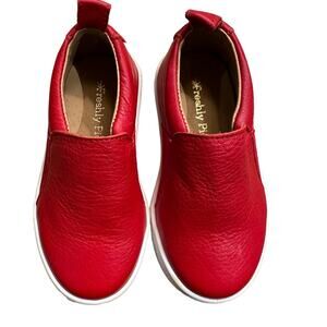 Freshly Picked Youth 7 Slip On Sneakers in Red Leather